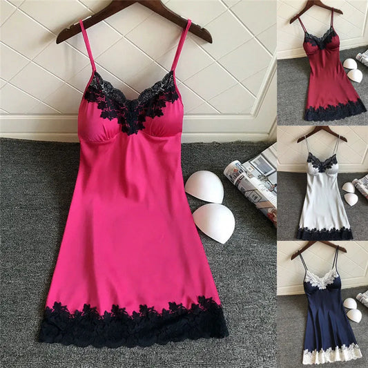 Women’s Silk Satin Nightdress – Sexy Lace, Sleepwear & Lounge Essential!