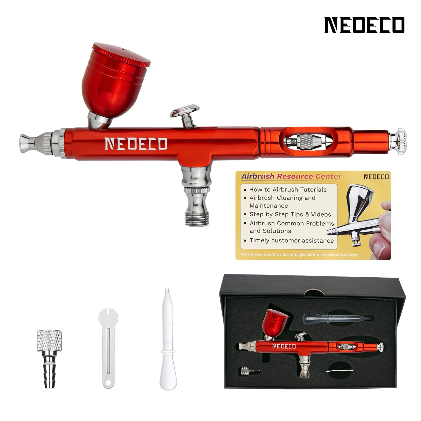Neoeco Airbrush Kit – Dual-Action Gravity Gun with 3 Nozzle Sets for Makeup, Nail Art, and Painting