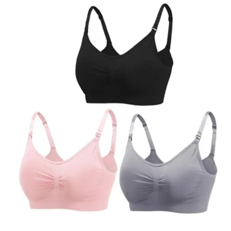 3pcs Maternity Nursing Bras – Seamless, Breathable, Cotton, Push-Up