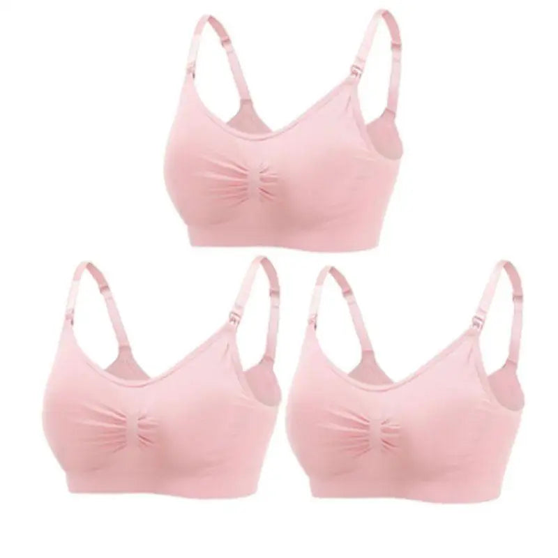3pcs Maternity Nursing Bras – Seamless, Breathable, Cotton, Push-Up