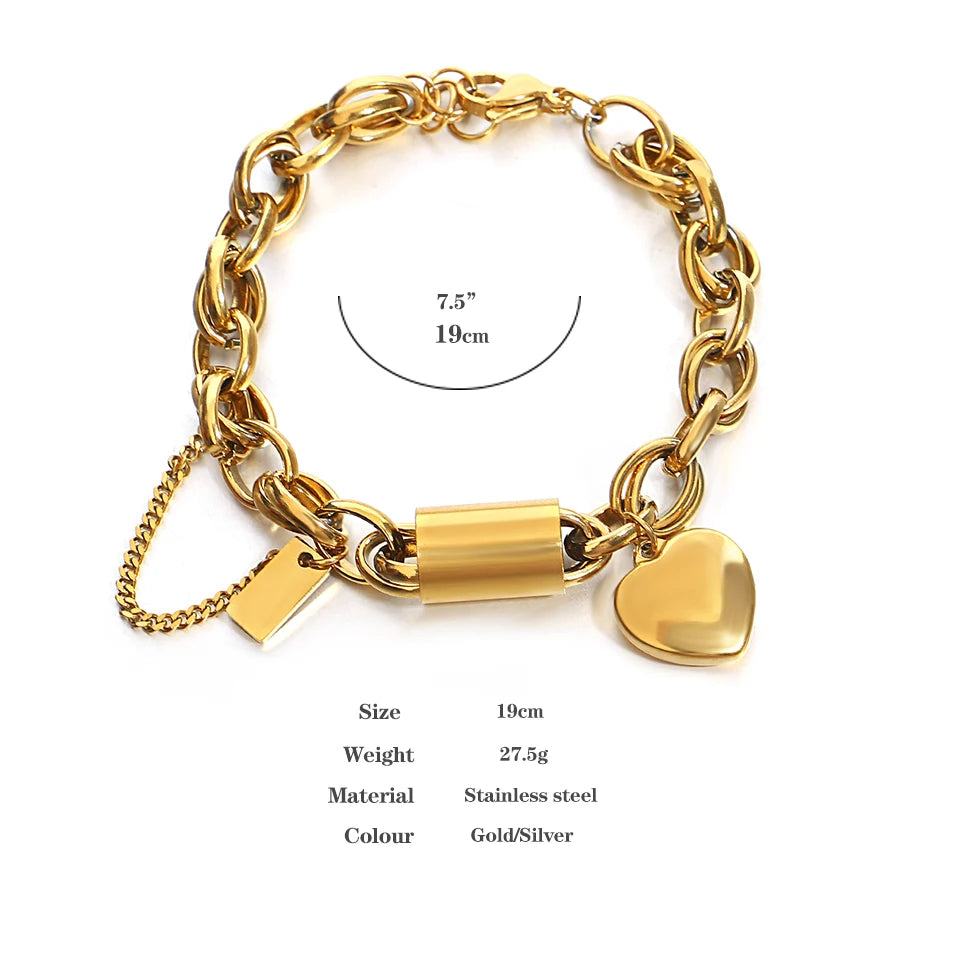 Heart Lock Charm Bracelet
