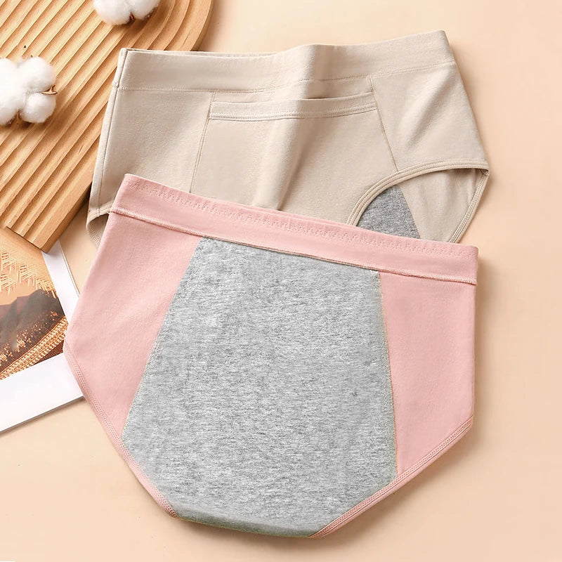 4Pcs Women's Leak-Proof Menstrual Panties – High-Waist Cotton Period Briefs