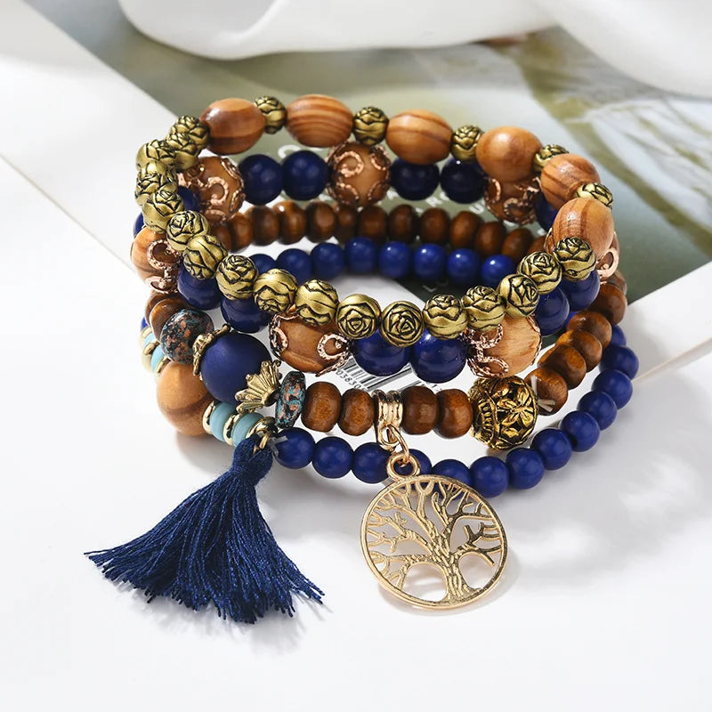 4pcs Bohemian Tree of Life Bracelet Set