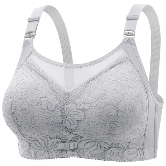 New Plus Size Lace Push-Up Bra – Soft, Adjustable & Breathable, No Steel Ring!