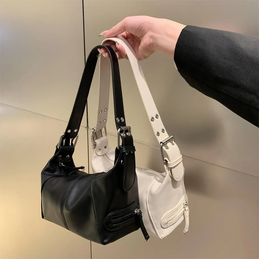 Trendy Motorcycle Shoulder Bag – Minimalist Handbag for Women & Girls