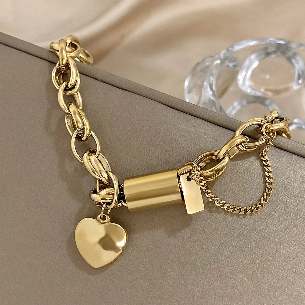 Heart Lock Charm Bracelet