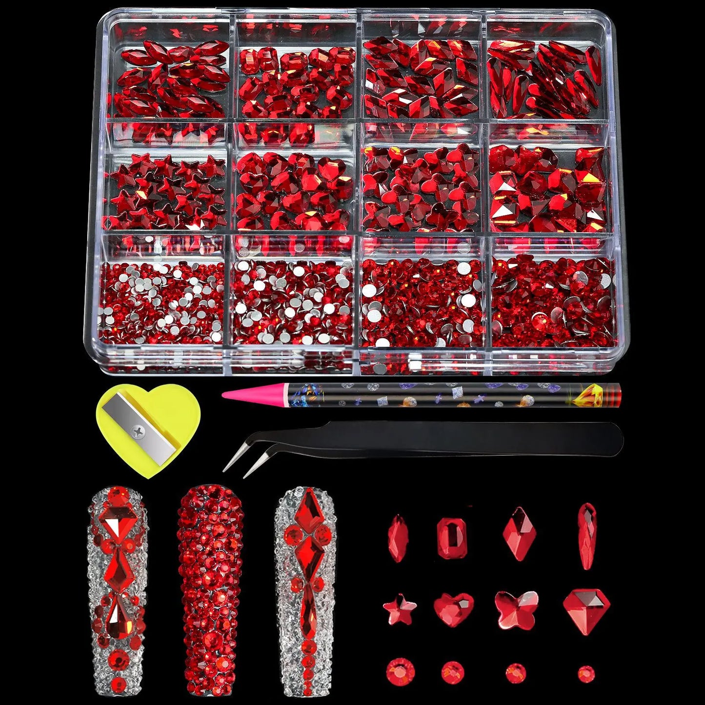 12-Grids Mixed Shaped Glass Crystal Rhinestones – Luxe Nail Art Decoration Kit
