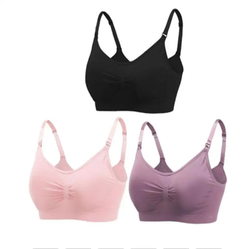 3pcs Maternity Nursing Bras – Seamless, Breathable, Cotton, Push-Up