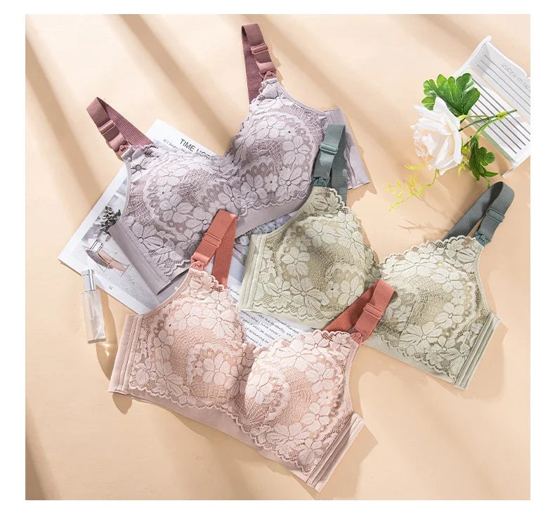 Plus Size Lace Trim Nursing Bra – Wire-Free, Soft & Comfortable for Maternity!