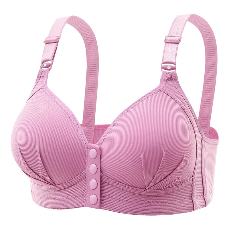 New Large Size Front Buckle Sexy Push-Up Bra for Women, Adjustable Thin Cup, Breathable & Comfortable, Middle-Aged Mom Underwear.