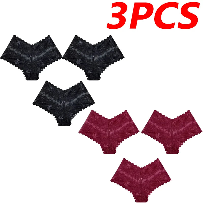 3Pcs Sexy Mesh Lingerie – Breathable Lace French Knickers