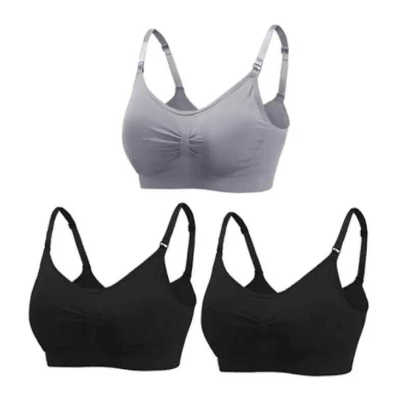 3pcs Maternity Nursing Bras – Seamless, Breathable, Cotton, Push-Up