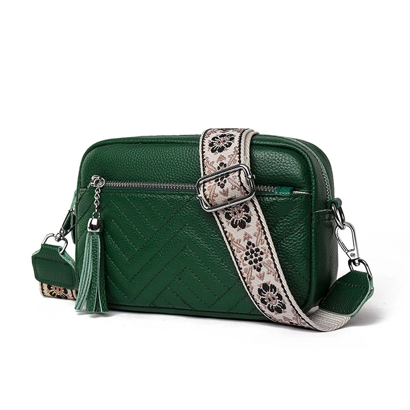 Luxury Designer Genuine Leather Women’s Small Handbag, Tassels, Cowhide Crossbody, Shoulder Bag