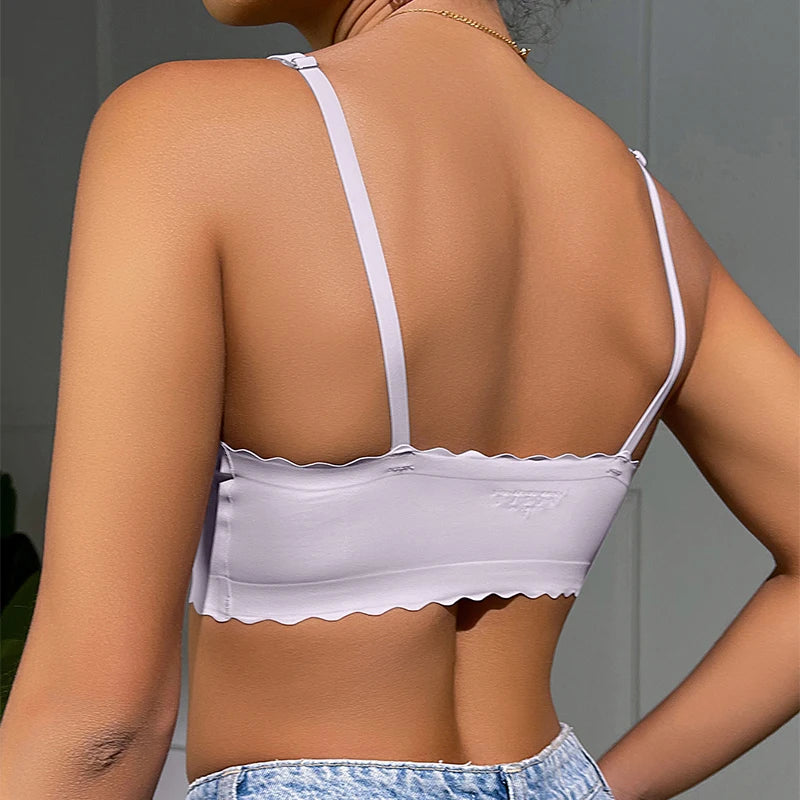 Seamless Wire-Free Padded Bra – 9 Colors, Wavy Edge, Invisible Yoga Wear