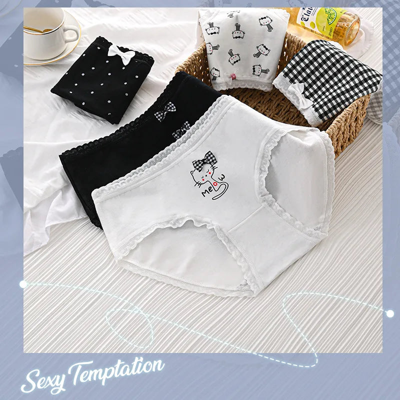 5Pcs Cotton Cartoon Panties – Cute, Cozy, M-XL, Sexy Briefs