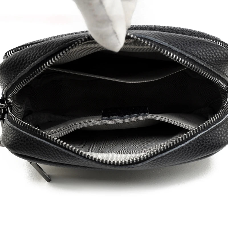 Luxury Solid Color Genuine Leather Messenger Bag, Soft Cowhide Shoulder Crossbody Bag for Women