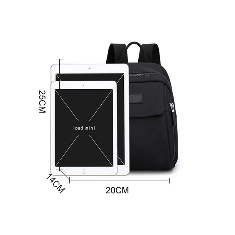 Mini Anti-theft Waterproof Nylon Backpack, Multi-pocketed for Travel & Office