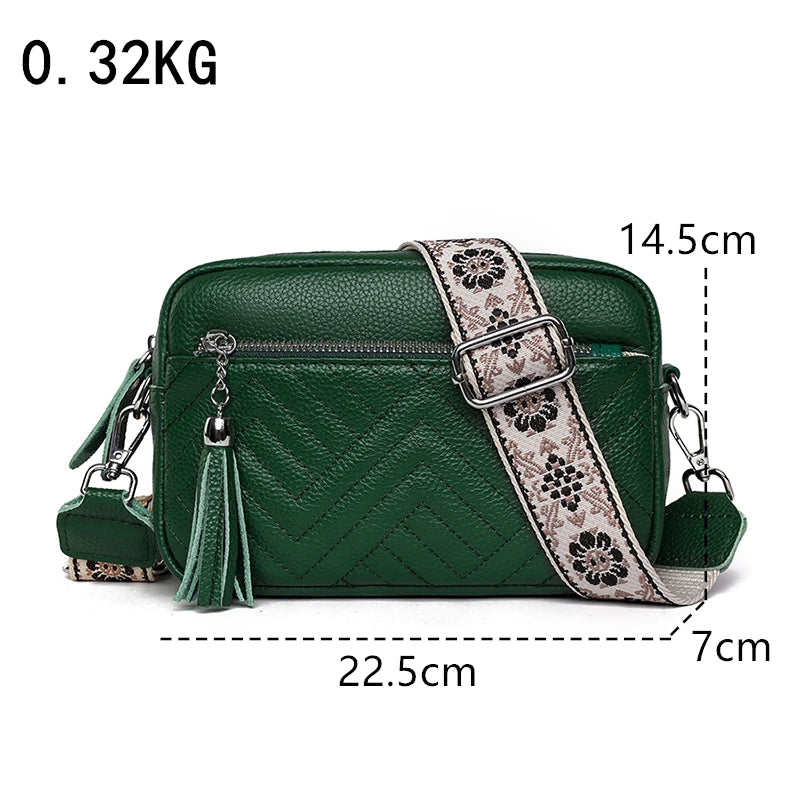 Luxury Designer Genuine Leather Women’s Small Handbag, Tassels, Cowhide Crossbody, Shoulder Bag