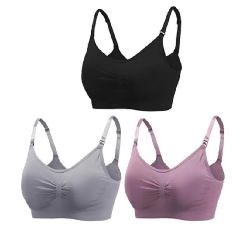 3pcs Maternity Nursing Bras – Seamless, Breathable, Cotton, Push-Up