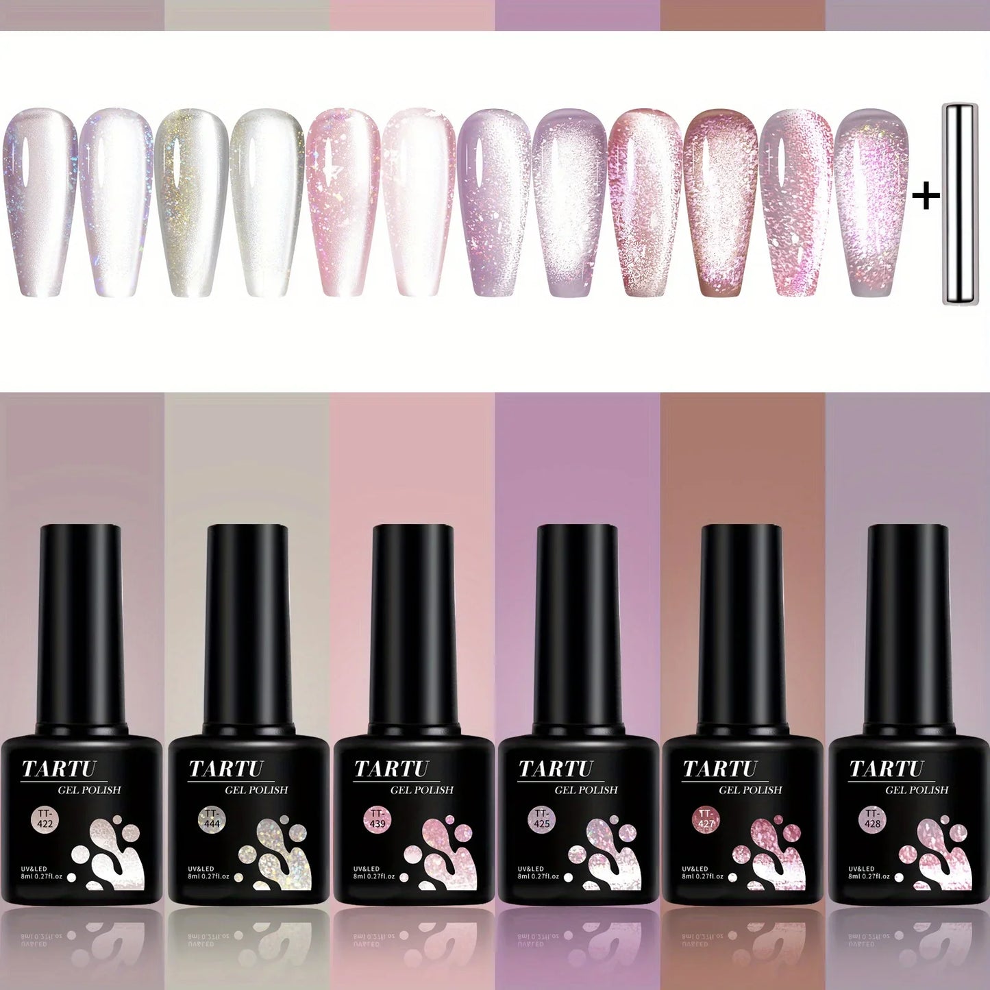 6pcs Cat Eye Gel Nail Polish Set – 8ml, UV/LED Soak Off, Salon & DIY Use