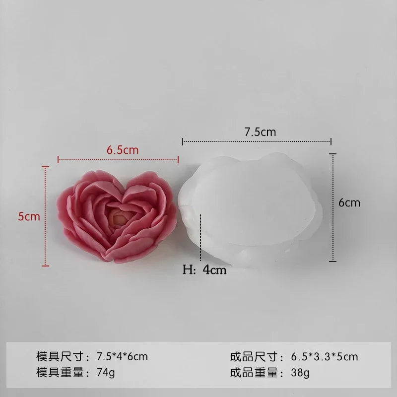 Love Flower Silicone Mold – Heart Shaped Rose for Candle, Soap, Resin, and Cake DIY