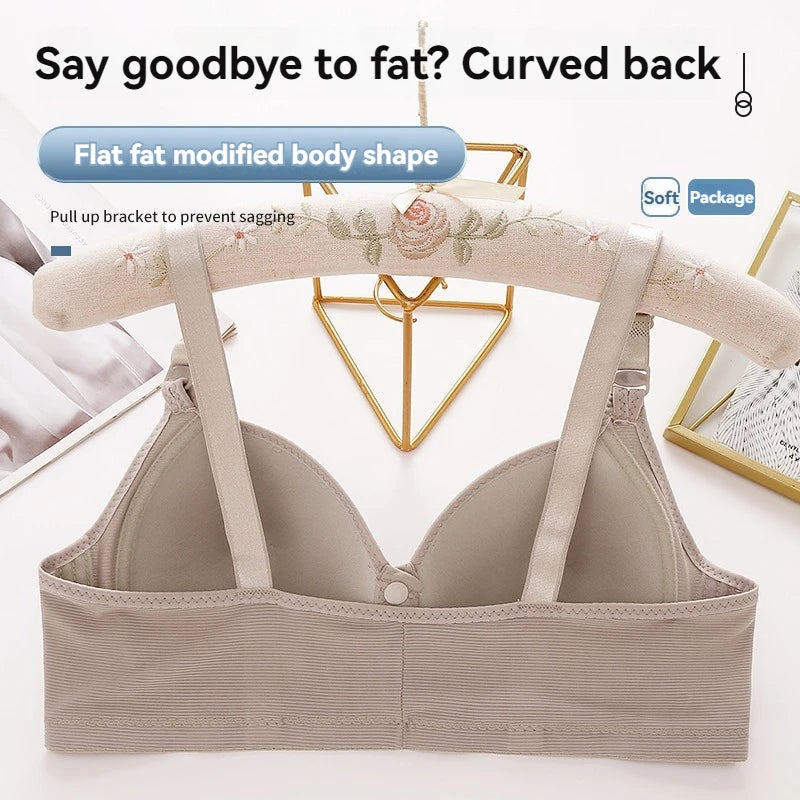 New Large Size Front Buckle Sexy Push-Up Bra for Women, Adjustable Thin Cup, Breathable & Comfortable, Middle-Aged Mom Underwear.