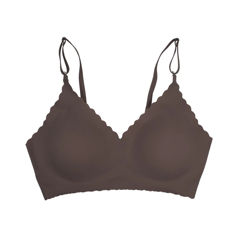 Seamless Wire-Free Padded Bra – 9 Colors, Wavy Edge, Invisible Yoga Wear