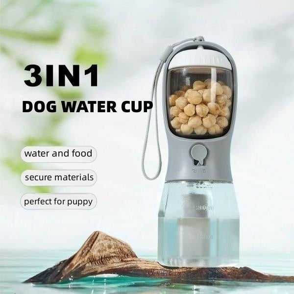 3-in-1 Portable Pet Water & Food Cup with Waste Bag Holder - Dailyy shoplio