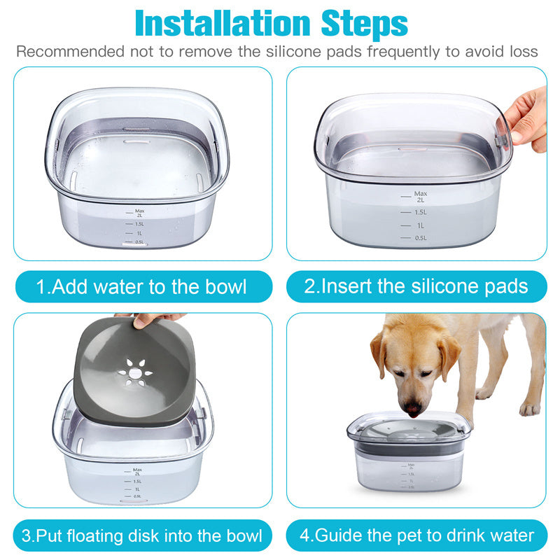 70oz Spill-Proof Dog Water Bowl – 2L Capacity, Transparent, Slow Drinking for Dogs & Cats - Dailyy shoplio