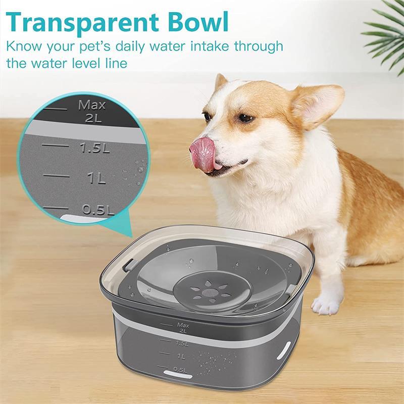 70oz Spill-Proof Dog Water Bowl – 2L Capacity, Transparent, Slow Drinking for Dogs & Cats - Dailyy shoplio