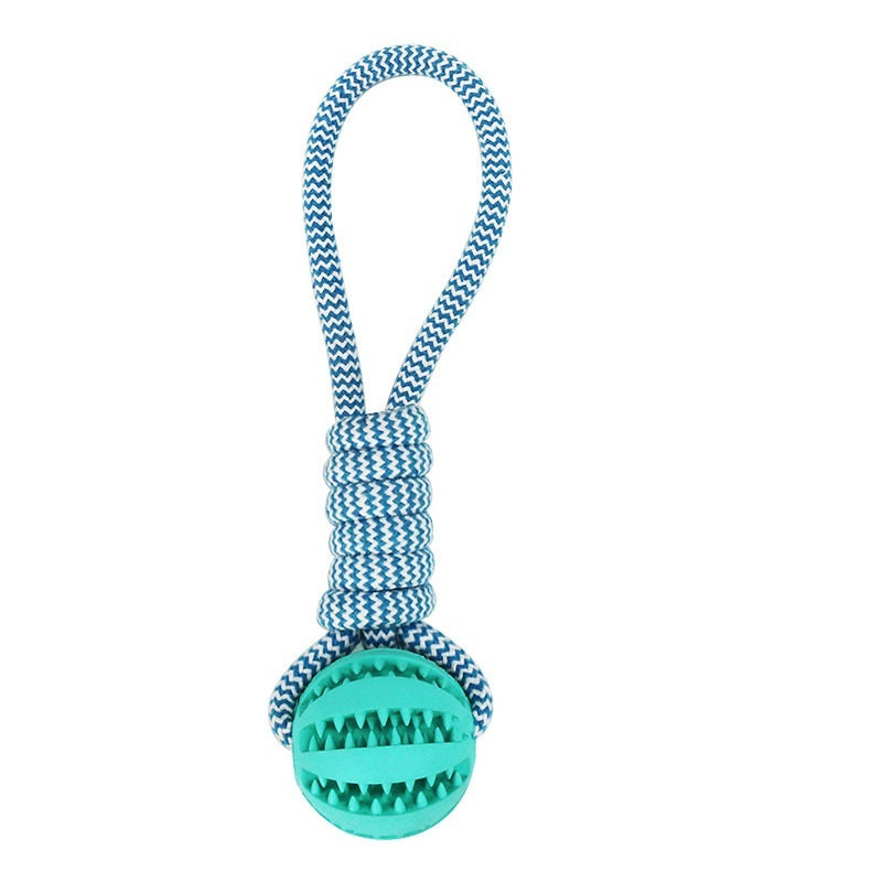 Interactive treat ball with hemp rope—durable, bite-resistant, and perfect for small dogs' chewing and dental care - Dailyy shoplio