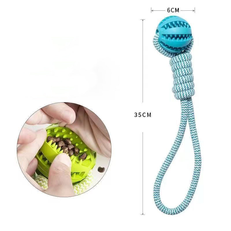 Interactive treat ball with hemp rope—durable, bite-resistant, and perfect for small dogs' chewing and dental care - Dailyy shoplio